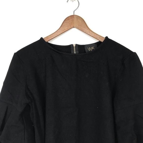 W5 Black Ruffle Sleeve Top AA22596 Medium - Picture 2 of 5